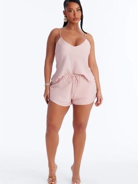 Fashion Nova Blush Pink Cami & Drawstring Short Sleep Set